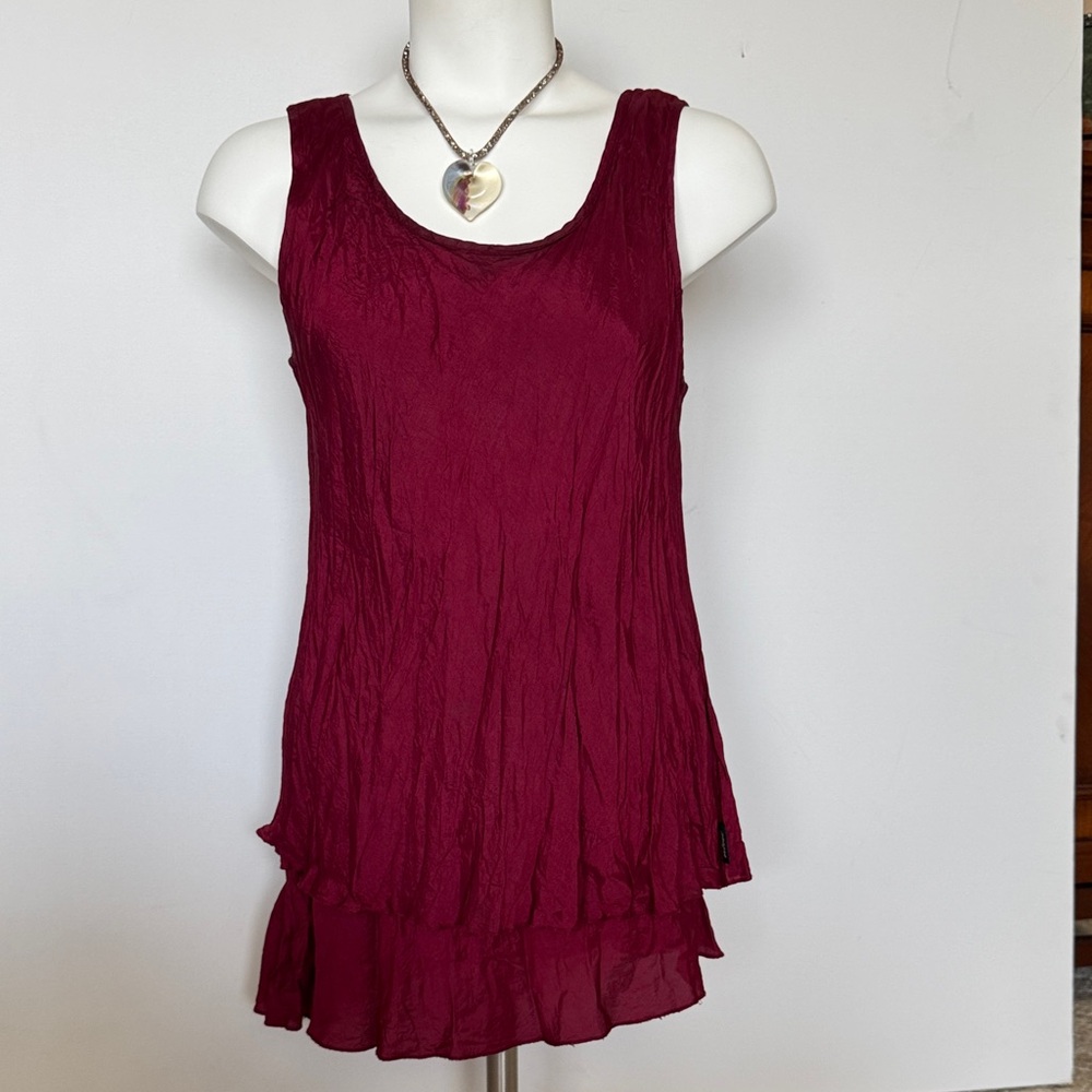 Burgundy Sleeveless Layered Top